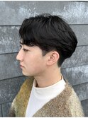 ニュアンスパーマメンズカットパーマスタイルセンターパート