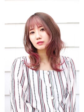 ヘアーアトリエ ラフェル(hair atelier Rafel) ピンクセクションカラー×くびれミディアム