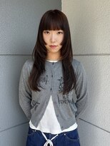 ヘアーアイストゥーレ(HAIR ICI TRE)&nbsp;ブリーチなしチョコレートブラウンハッシュカットロング姫カット