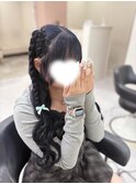 編み上げ+編みおろしハーフツイン