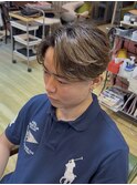 外国人風カラーセンターパート