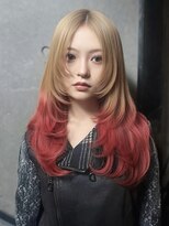 ロンドネートゥル 新潟(Lond naitre) ブロンド×裾レッドピンク/似合わせレイヤー
