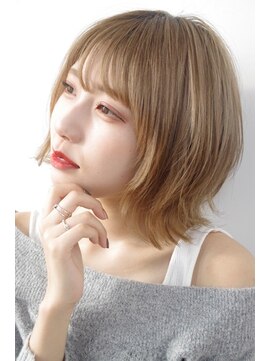 ビーハイブ 一番町店 アヴェダ(BEHIVE) 小顔ボブ×シースルーバング　外ハネ