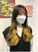 『ブラウンベージュグラデ×イエロー韓国風』