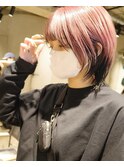 bibito ツートンマッシュウルフ ピンクベージュ