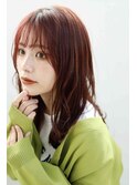 ★大人かわいいモテ髪ミディアムピンクベージュ薄めバングくびれ