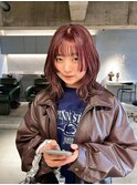 デザインカラーレイヤーカットウェットヘア夏オリーブベージュ