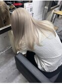 ダブルカラーミルクティーベージュレイヤーカット韓国ヘア
