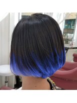 クオリス 赤塚店(QUALIS)&nbsp;20代30代/ミニボブ/グラデーション/ブリーチ/ブルー/艶髪