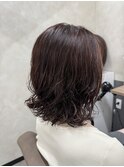 レッドブラウン×デジタルパーマ