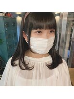 ギフトサニーサイド(gift sunny side)&nbsp;黒髪ぱっつん＊内巻きワンカールミディアム