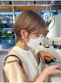 ブリーチなしダブルカラーミルクティーブラウンベージュショート