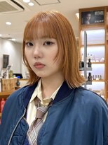 ピークアブー アヴェダ アトレ恵比寿(PEEK-A-BOO AVEDA) 外ハネボブ/顔まわりレイヤー/オレンジ/ブリーチあり