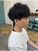 マッシュパーマ/ハイトーンカラー/前髪パーマ