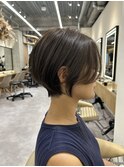 大人可愛い20代30代40代黒髪前下がりショートボブ丸みショート◎