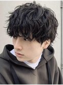 調布メンズパーマシャドウパーマ波巻きパーマメンズマッシュ緩め
