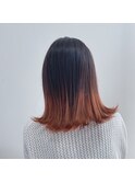 ＊裾カラーグラデーションビビッドオレンジ×透明感グレージュ