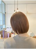 ブリーチなしカラー ミルクティーブラウン ボブ
