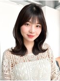 フェイスフレーミング暗めカラー顔周りレイヤー韓国ヘア_F20976