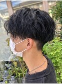 【LOVEST服部】前下がりセンターパートパーマ/ダークアッシュ