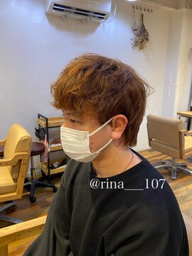 ロレ 下北沢(lore) メンズカットベージュカラーウルフ癖毛パーマ