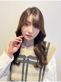 韓国前髪顔周りロング×デザインカラー[心斎橋/髪質改善]