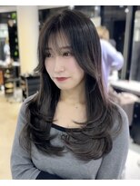 ワン バイ ジエクト(One by The Ect)&nbsp;【レイヤーロング】似合わせカットフルバング黒髪アッシュカラー