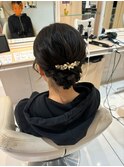 ふんわり編み込みアップスタイル