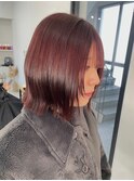 岡山美容室暖色カラーバーガンディピンクベージュチェリー