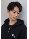 メンズカットパーマフェザーニュアンス毛流れセンターパート渋谷