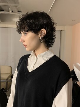 ペレ 原宿(PELE) ダークパープルナチュラルショート夏のヘアアレンジ原宿