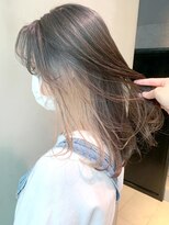 べージュインナーカラー_ピンクベージュボブルフ_ba309832