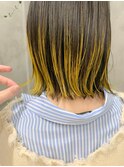 毛先カラー、イエロー、ボブウルフ、外ハネボブ