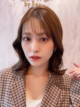 ロンドシェリ 仙台(Lond Cheri) ブリーチなしグレージュカラー前髪/顔周り×ミディアムヘア[仙台