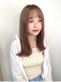 セミロング/外ハネ/ベージュカラー/濱田 実果
