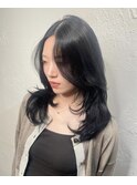 #レイヤーカット　#ミディアムレイヤー　#ブルーブラック