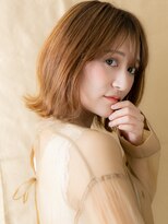 カバーヘア ブリス 北浦和(COVER HAIR bliss)&nbsp;ペールオレンジ外ハネくびれボブウルフカット311W上尾20代30代