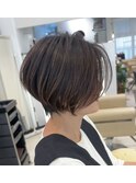 ボブ髪型前髪あり前髪なし面長/30代/40代/50代ショート【荒砂】