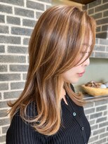 トップヘアーラウンジ 知立(TOP HAIR Lounge)&nbsp;知立顔周りレイヤー白髪ぼかしアプリコットブラウン40代50代60代