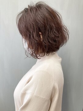 トップヘアー 本店(TOP HAIR) ぶつ切り大人ボブパーマ _ 冬カラー