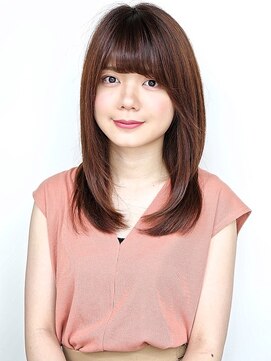 ヘアメイク フレンシア(hair make flencia) ツヤツヤのストレートピンクベージュ