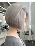 保存必須【海外風ハイトーンボブ】ミルクティーグレージュカラー