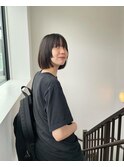 ボブパーマ/黒髪パーマ/切りっぱなしボブ/ショートボブ