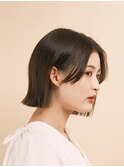 ボブ　ホワイトグレージュ　デジタルパーマ　チェリーブラウン