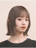 ボブ　ホワイトグレージュ　デジタルパーマ　チェリーブラウン