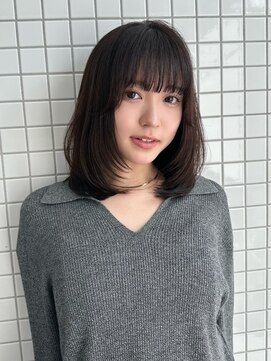 エイド 本店(aid) 顔周りミディアムレイヤー髪質改善トリートメントケアカラー