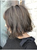 【unopulir永尾】カジュアル切りっぱなしボブアッシュベージュ