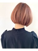 お洒落ボブ×クリーミーコーラルベージュ