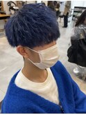 波巻きスパイラルパーマ×ブリーチカラー（BLUE）