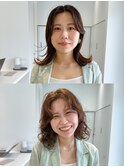 tas似合わせカット before&after 【ミディアムくしゃパーマ】